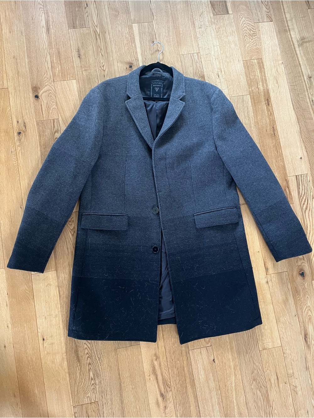 GUESS Men’s Charcoal Wool Dress Coat Size XL